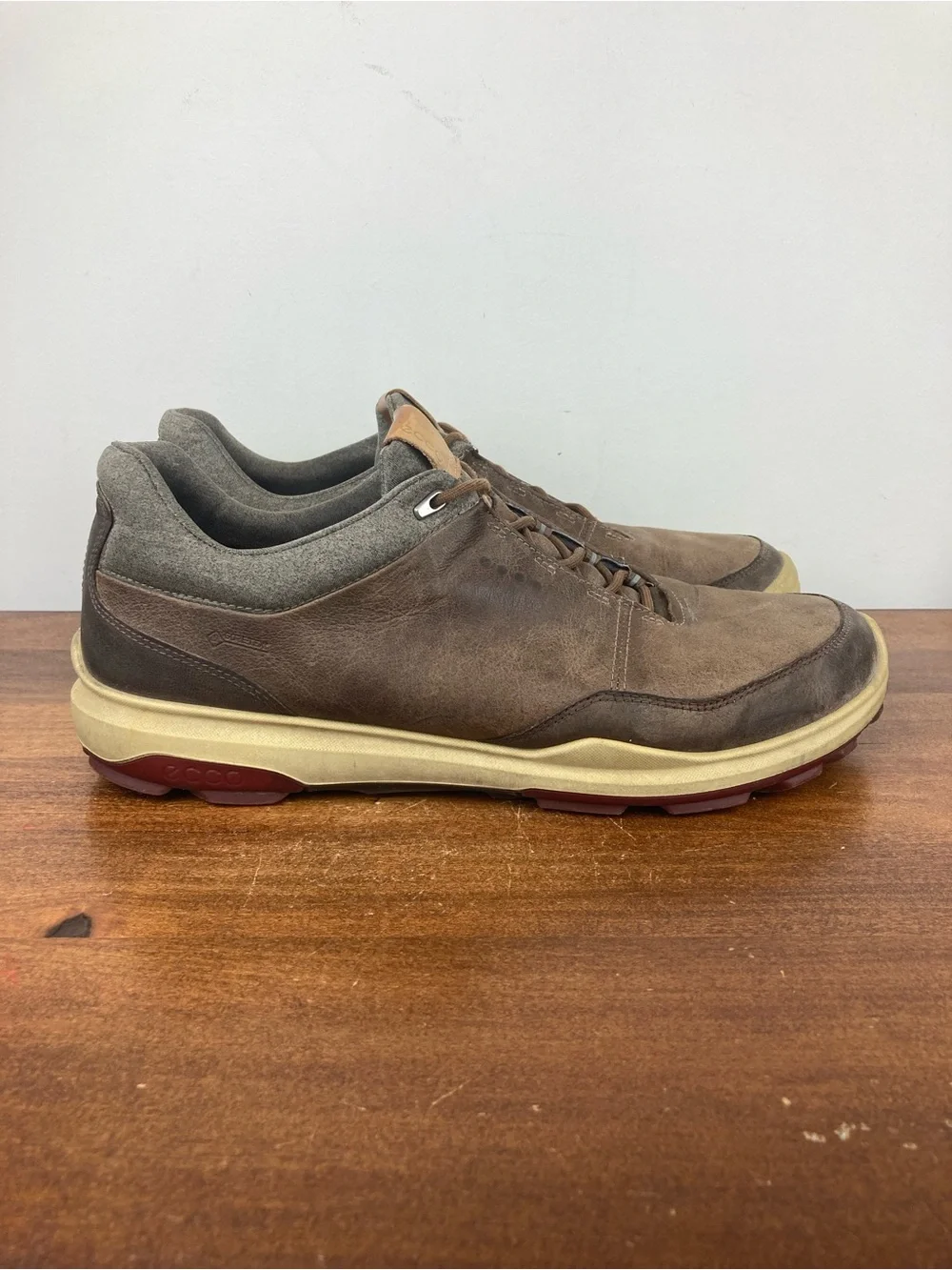 ECCO Biom Hybrid GORE-TEX Golf Shoes Brown Leather Spikeless Mens US 11.